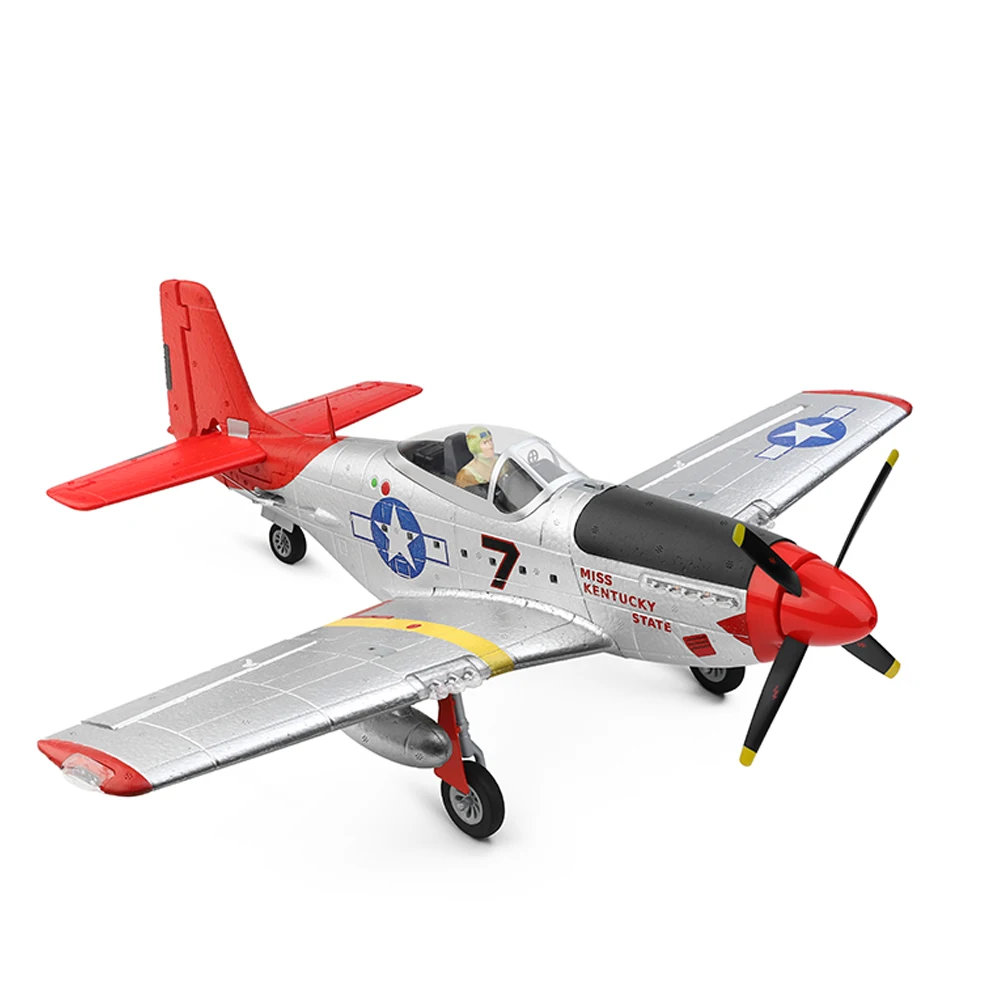 XK A280 RC Plane 2.4G 4CH 3D6G Mode Aircraft P51 Fighter Simulator with LED Searchlight RC Airplane Toys for Children Adults