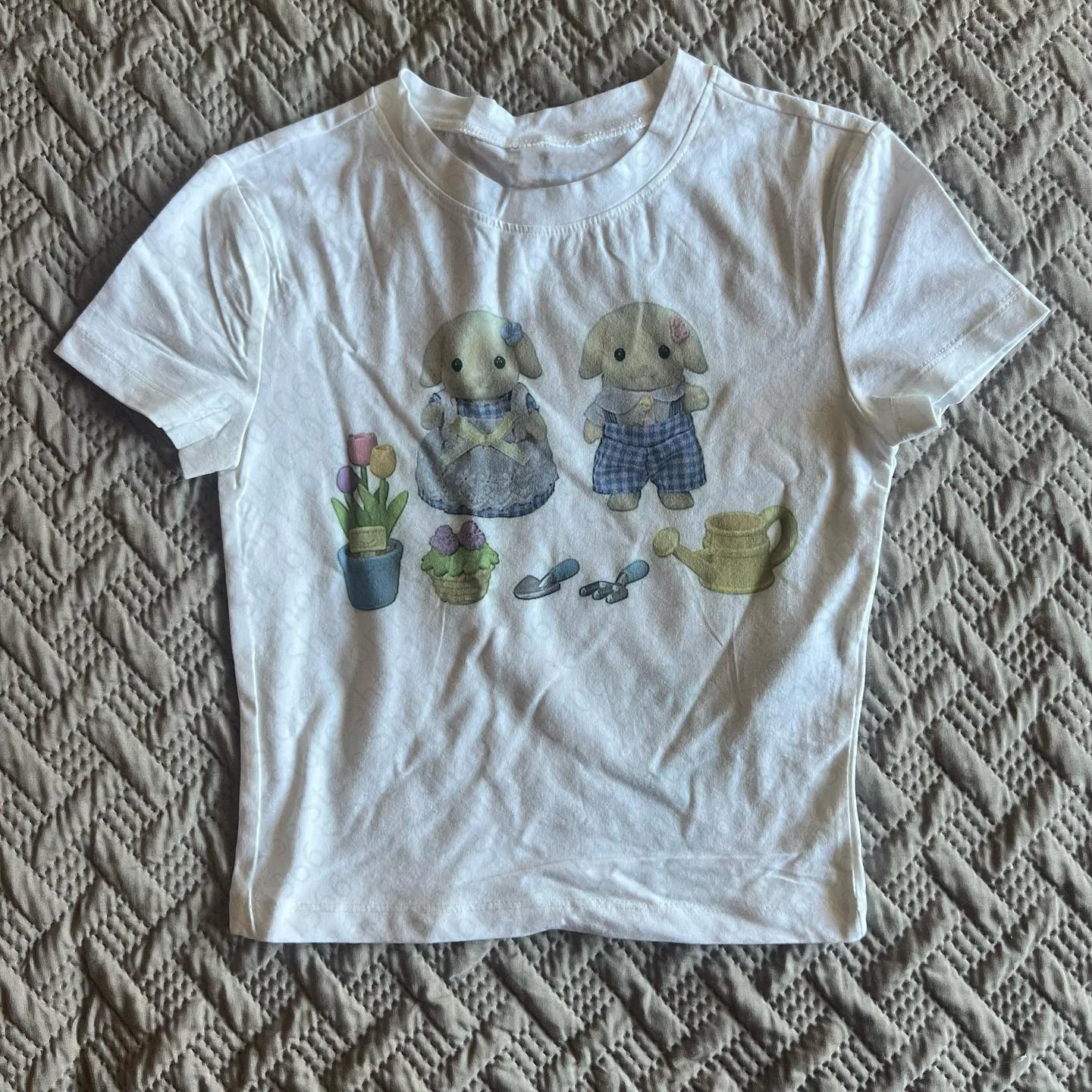 Y2k Anime style Printing Vintage Trash Casual Vest women Fashion Short Crop Tops Aesthetic Sexy beauty Slim Goth Short Sleeve