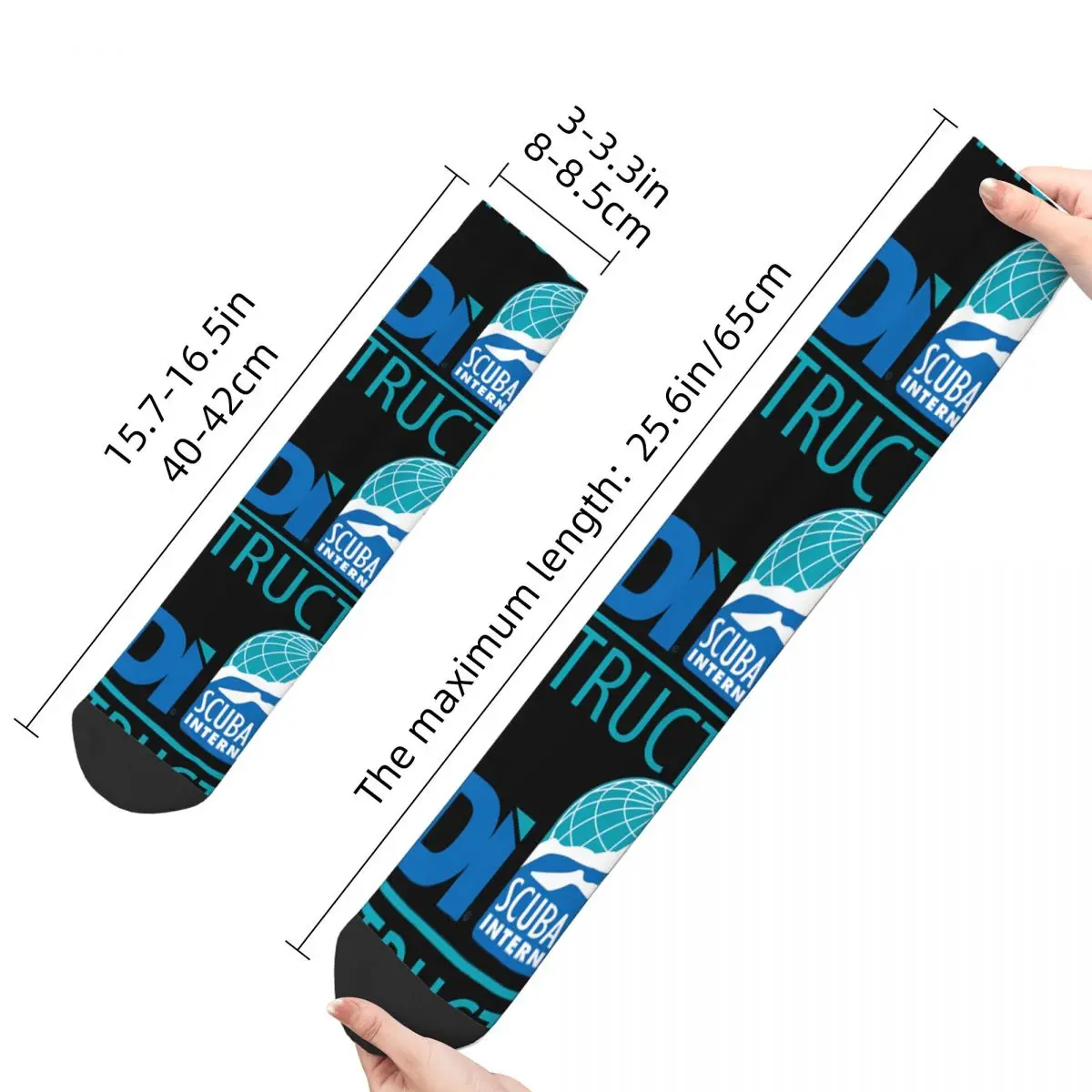 Funny Happy Sock for Men Scuba Diving International SDI Harajuku Diving Dive Breathable Pattern Printed Crew Sock Novelty Gift