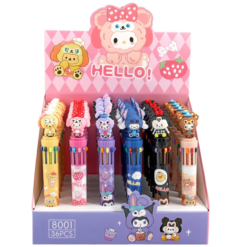 Imagem -06 - Sanrio dos Desenhos Animados Caneta Esferográfica Boneca Kuromi 10 Cores Minha Melodia Bonito Gel Pen Estudante Suprimentos Artigos de Papelaria Atacado 12 Pcs 36 Pcs