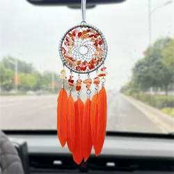Dream Catcher 4 Colors Exquisite Wind Chimes Natural Crystal Stone Car Pendant Rearview Mirror Decoration Birthday Party Gifts