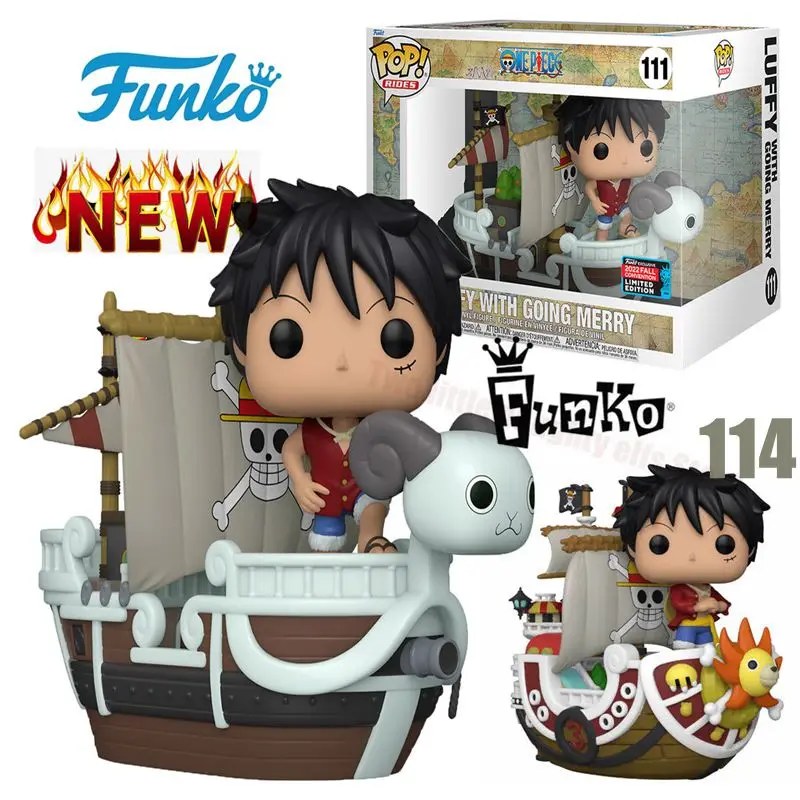 New Arrived Funko POP ONE PIECE Series Luffy and Going Merry # 111 #114 Anime Character Model Action Doll Toy Children Gift