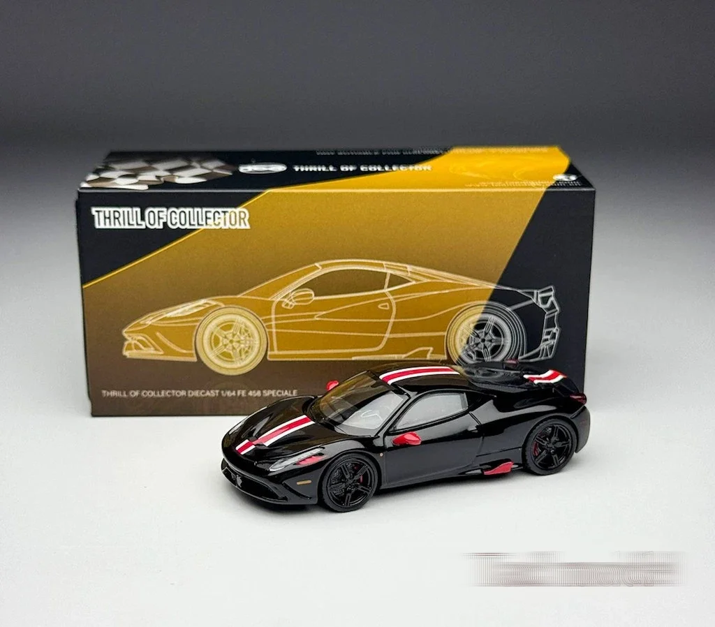 TOC 1:64 Black Stripe FE458 Speciale Sports Model Diecast Metal Car Alloy