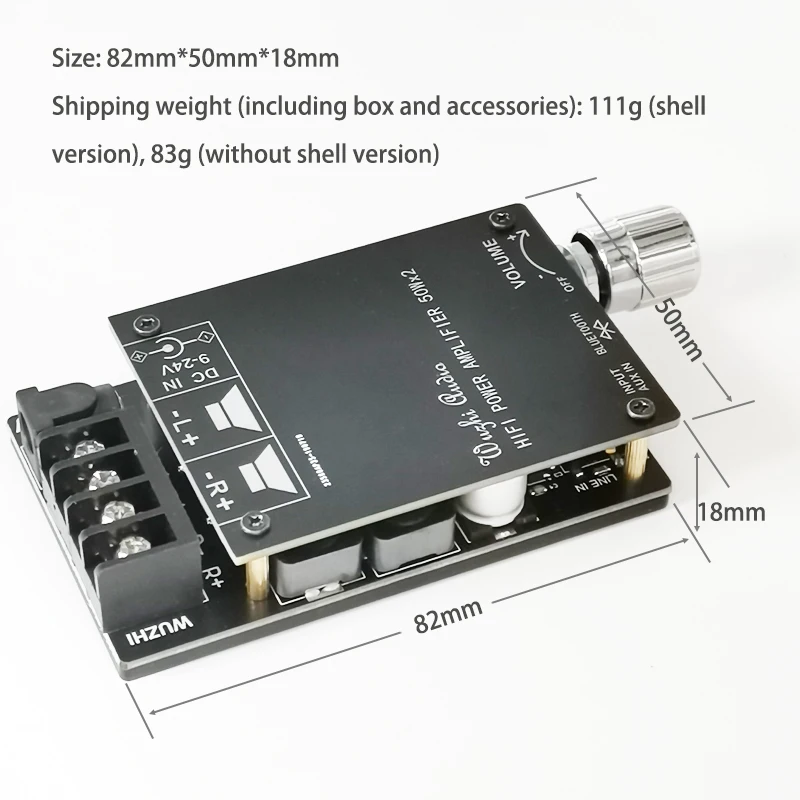 ZK-502C 하이파이 스테레오 블루투스 5.0, 디지털 파워 오디오 앰프 보드, TPA3116D2, 50WX2 스테레오 앰프, TPA3116