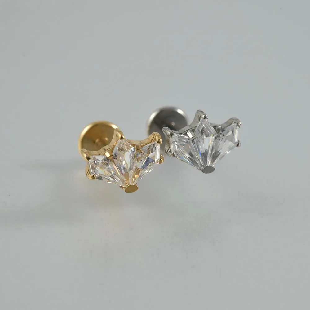 Women's Titanium CZ Ear Cartilage Labret Stud Earring