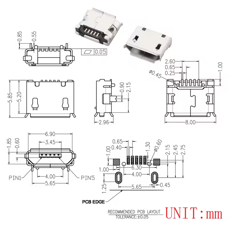 10PCS Micro USB 2P 5P Jack Charging Port Plug Dock Charger DIP SMD For Phone Tabletels Speakers etc Port Socket Power Connector - Image 7