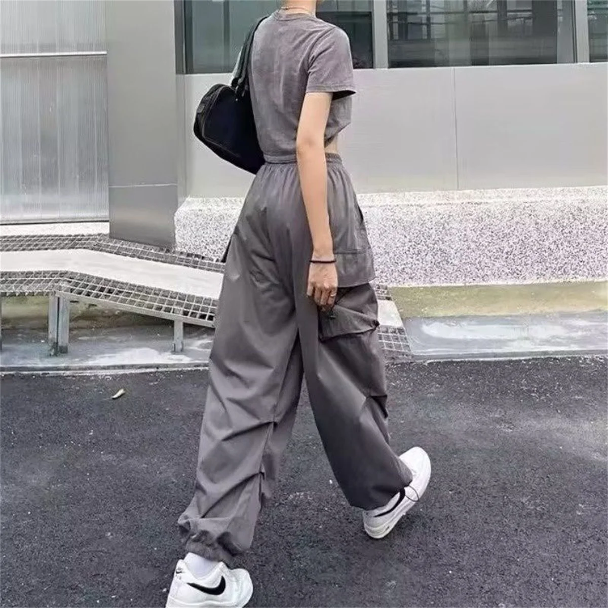 Pantalones Cargo Y2k con bolsillos de Hip Hop para mujer, ropa informal suelta de cintura alta, pantalones tácticos holgados, pantalones de baile de Hip Hop a la moda para mujer