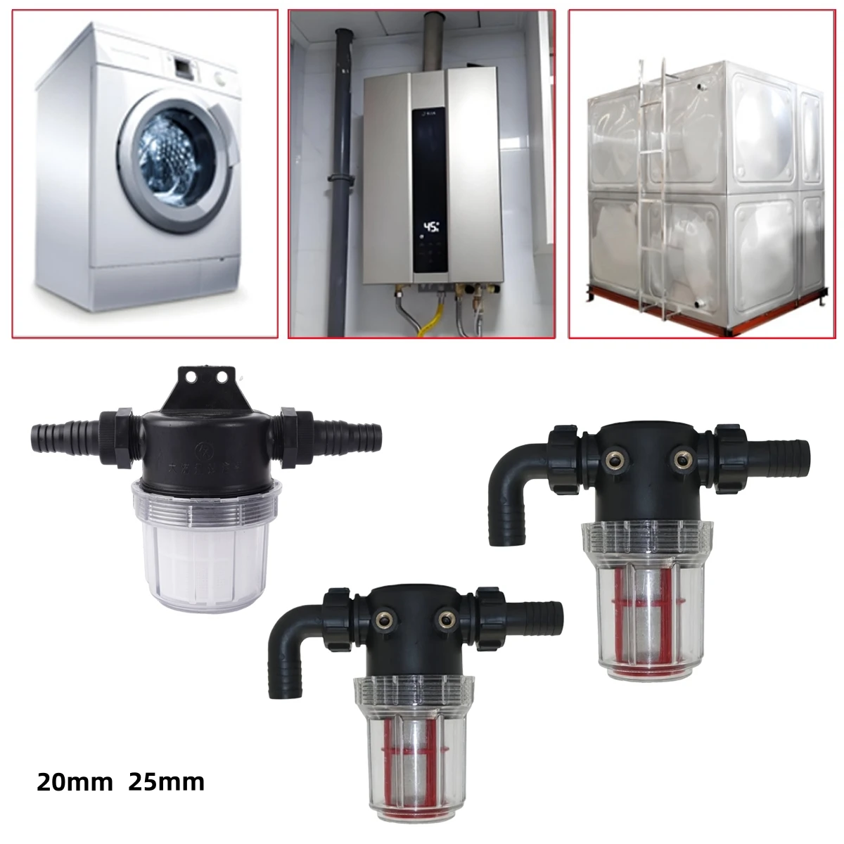 

50 сеток, прозрачный предварительный фильтр для водопроводных труб, 20 мм, 25 мм, сельскохозяйственная садовая распылительная машина и распылительный насос, фильтр с большим расходом, 1 шт.