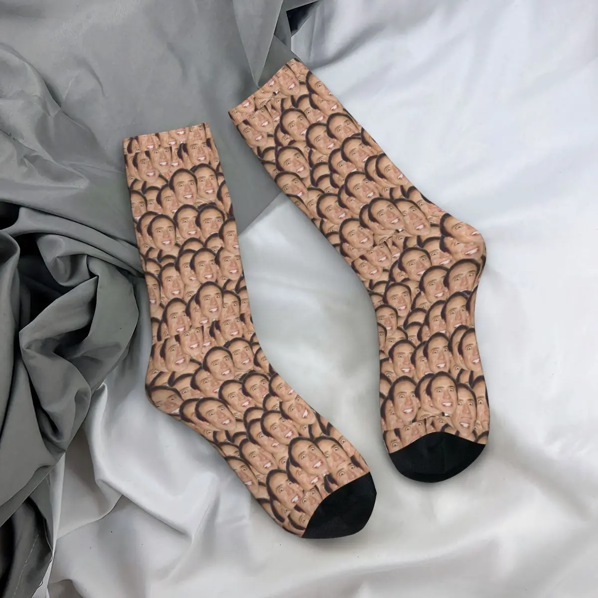 ニコラス・ケイジミームソックス原宿吸汗ストッキングオールシーズンロングソックスアクセサリーユニセックス誕生日プレゼント用