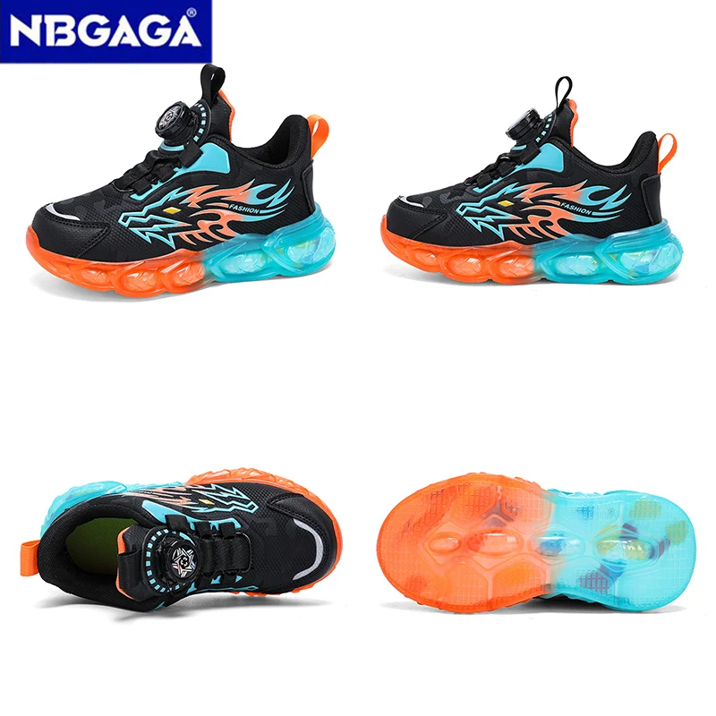 New Anti-skid Leather Kids Sneakers for Boys Running  Walking Lightweight Casual Shoes With Fashion Dragon Pattern Size 28-39