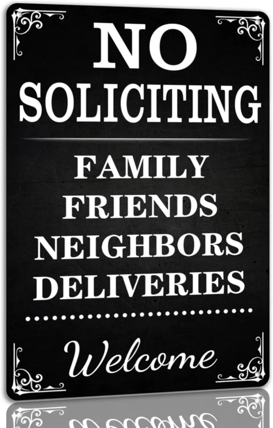 Y1,Family Friends Neighbors Deliveries Welcome Tin Sign No Soliciting Signs Door Decor For Front -aluminum s