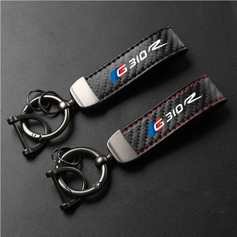 1PCS Motorcycle PU Leather Carbon Fiber Pattern Keychain Accessories for BMW G310R  G 310 R 2017-2021 Motorcycle Accessories