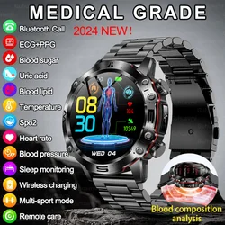 2024 neue genaue Messung Blutzucker Smartwatch Männer EKG ppg Herzfrequenz Blut Sauerstoff Harnsäure Gesundheits monitor Smartwatch Frauen