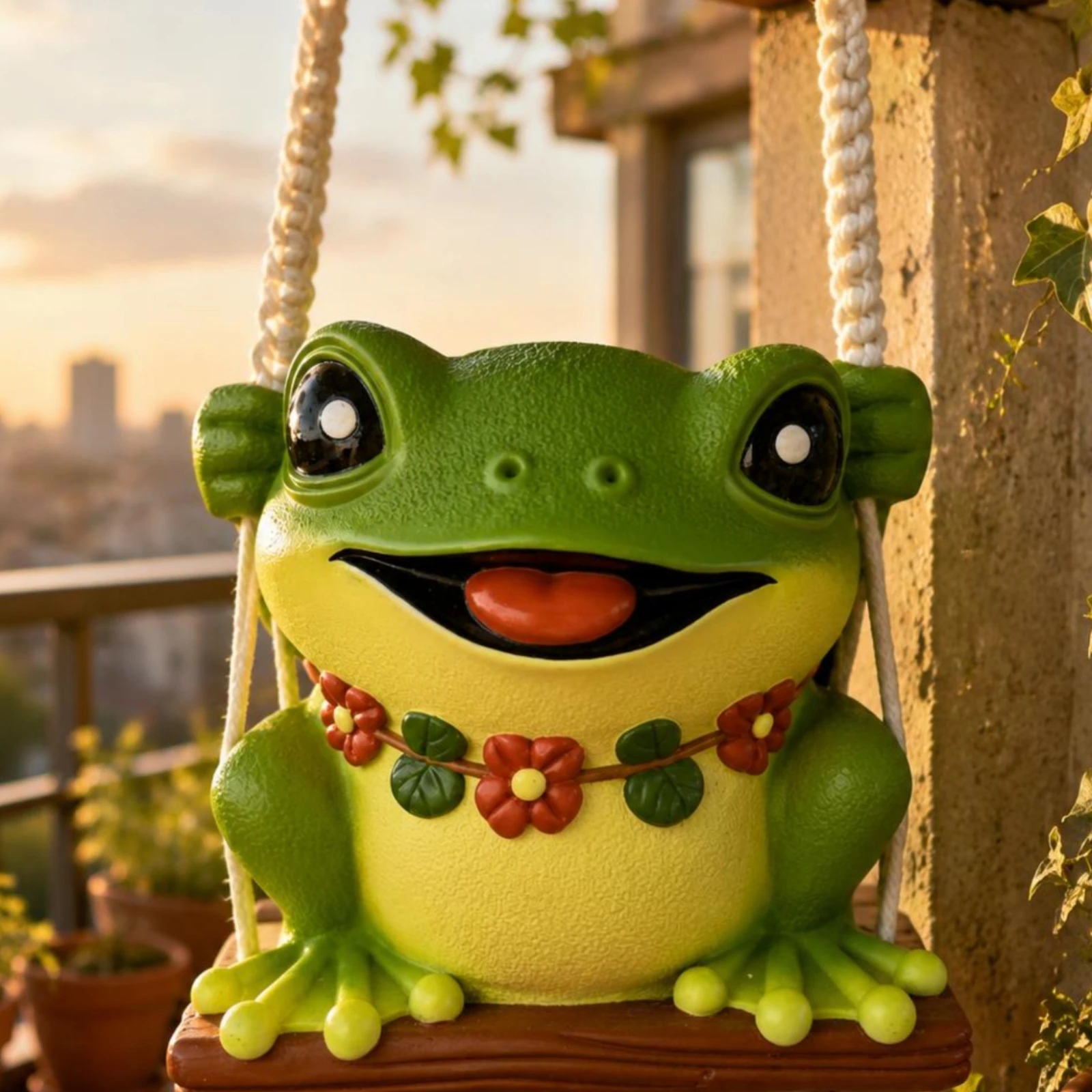 

Frog Hanging Planter Creative Design Resin Frog Pot for Balcony, Patio