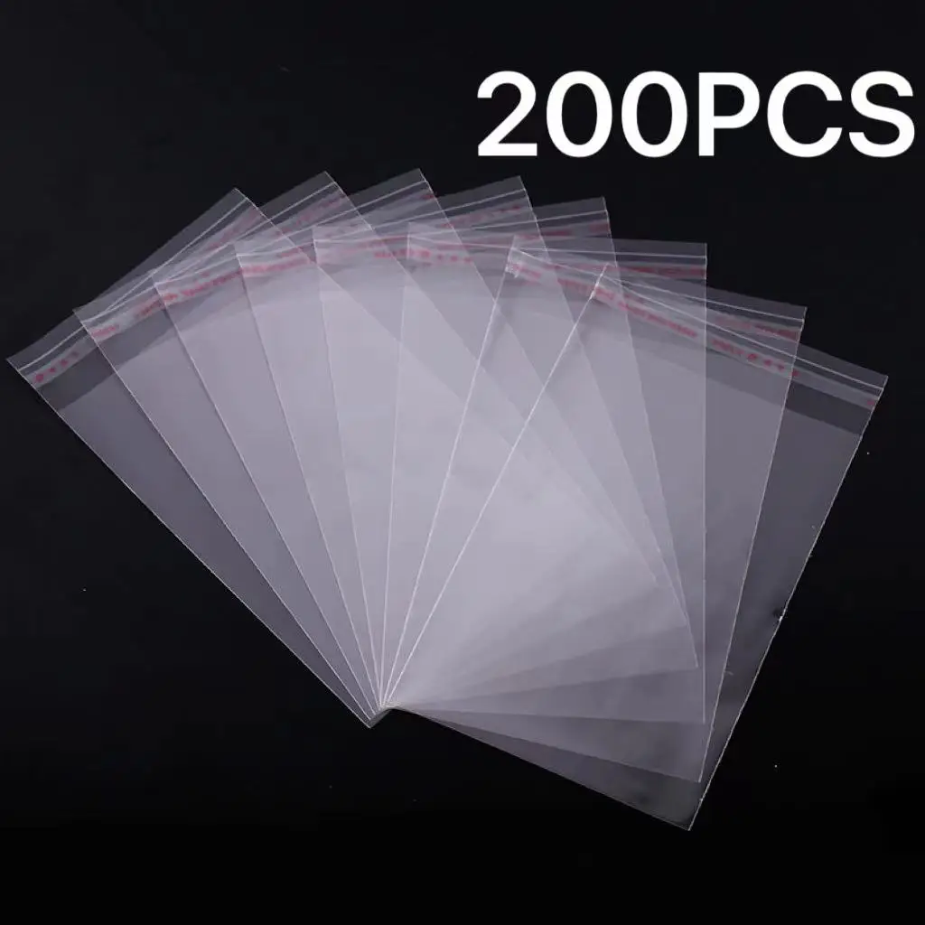 200Pcs Multi-size Clear Opp Bags for Baking and Takeout, Self-adhesive and Multi-purpose Storage