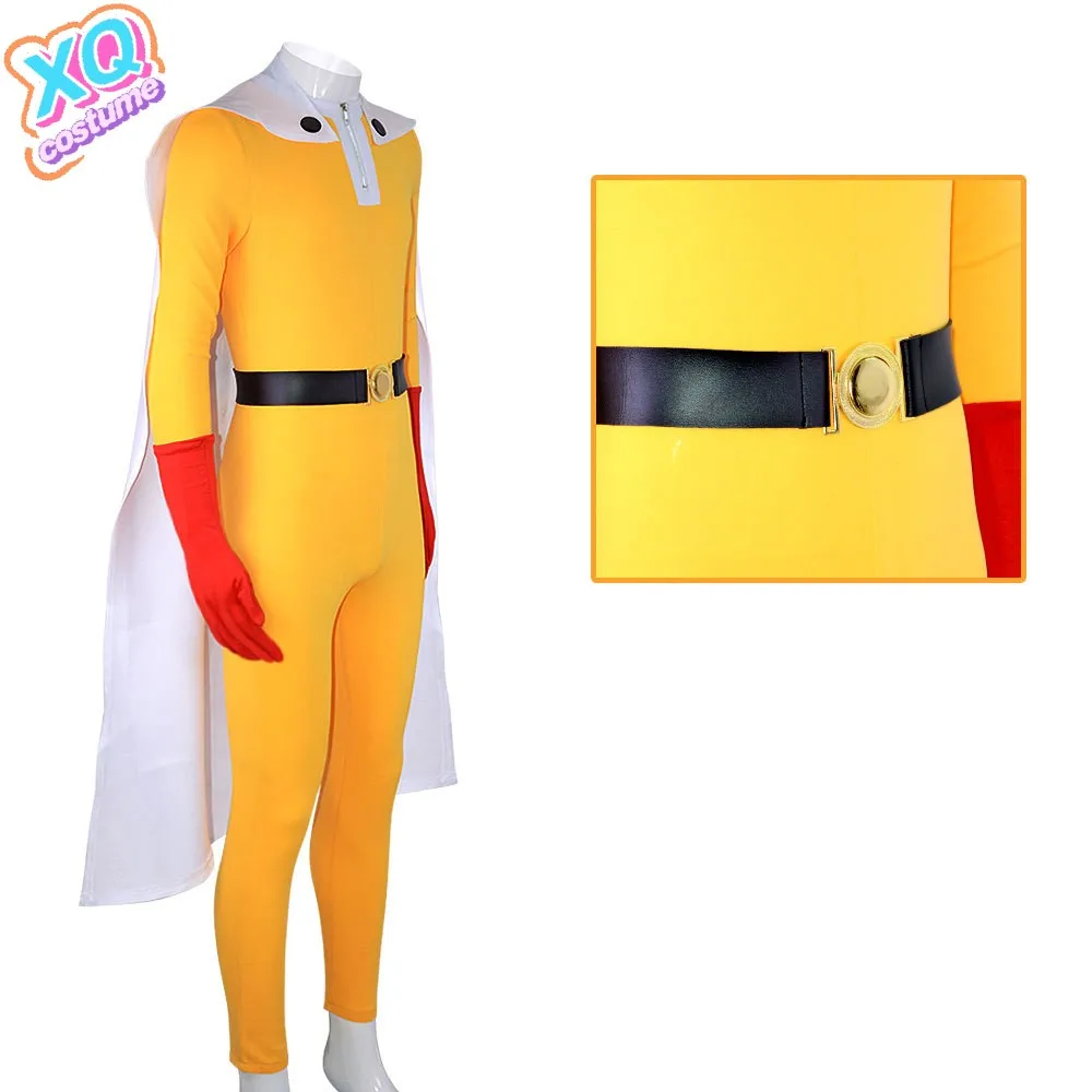 أزياء أنيمي وان بانش مان سايتاما التأثيرية للرجال أزياء الهالوين اليابانية أنيمي الأصفر بذلة ملابس لعب الأدوار