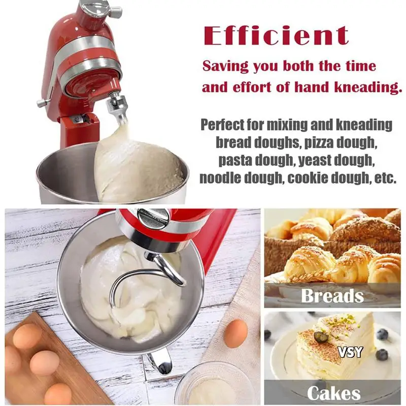 

3X Spiral Dough Hook For Kitchenaid 4.5-5 Quart Tilt-Head Stand Mixer, Dough Hook Replacement For Kitchenaid Attachment