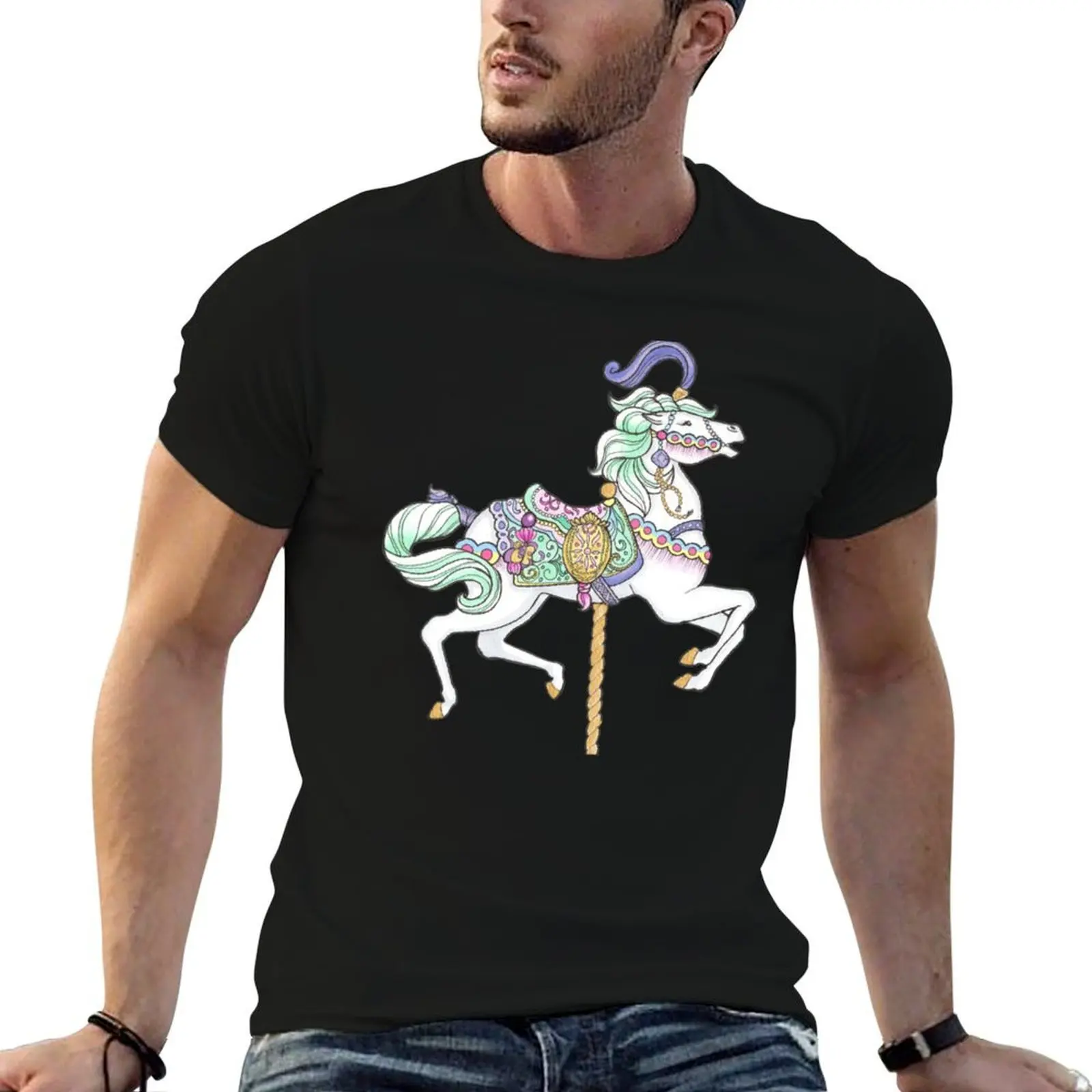 Carousel Horse T-Shirt baggy shirts tshirts personalised oversized t shirt men