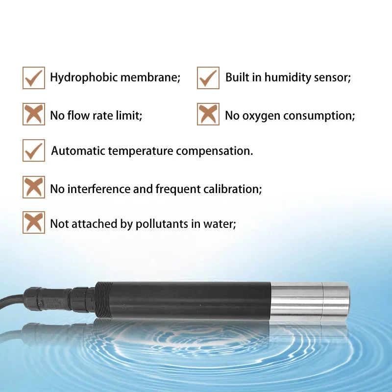 fluorescence luminescent bioprocess DO probe electrode, digital online monitoring water dissolved oxyge sensor in shrimp farm