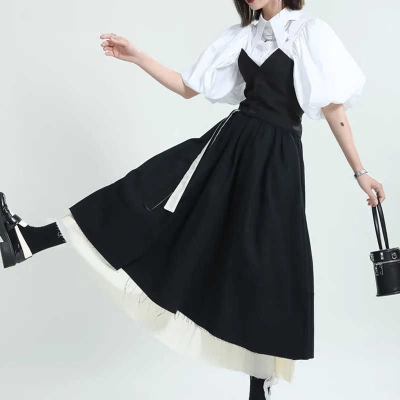 

Zhongchuangrizhen 2024 summer new mid-length niche Yamamoto dark double-layer hairy edge irregular skirt