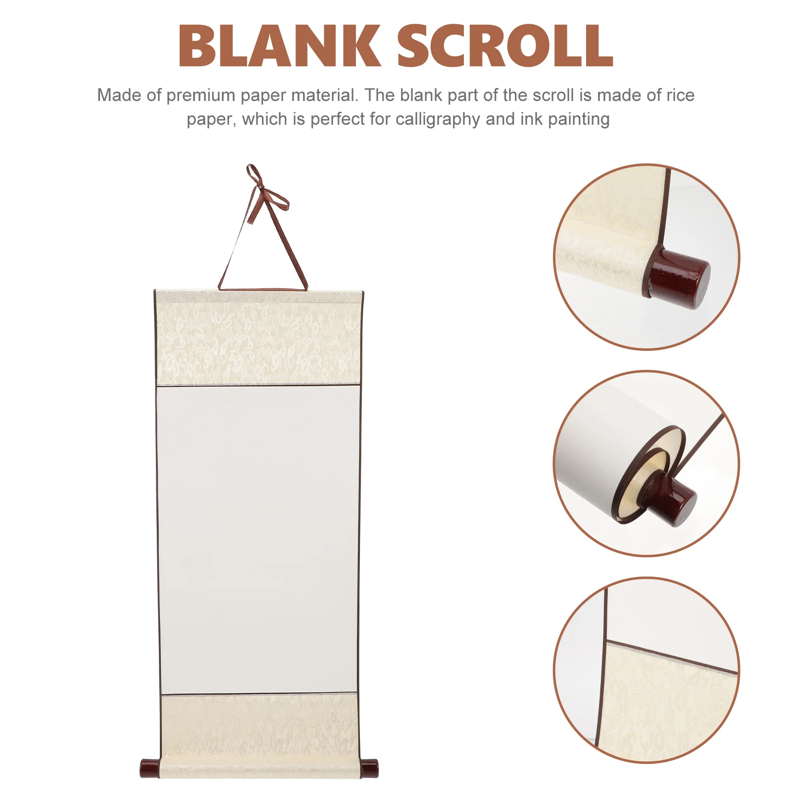 Chinese Calligraphy Paper Blank Scroll 30x45cm Core 30x70cm Overall Rice Paper for Painting Supplies Drawing Home