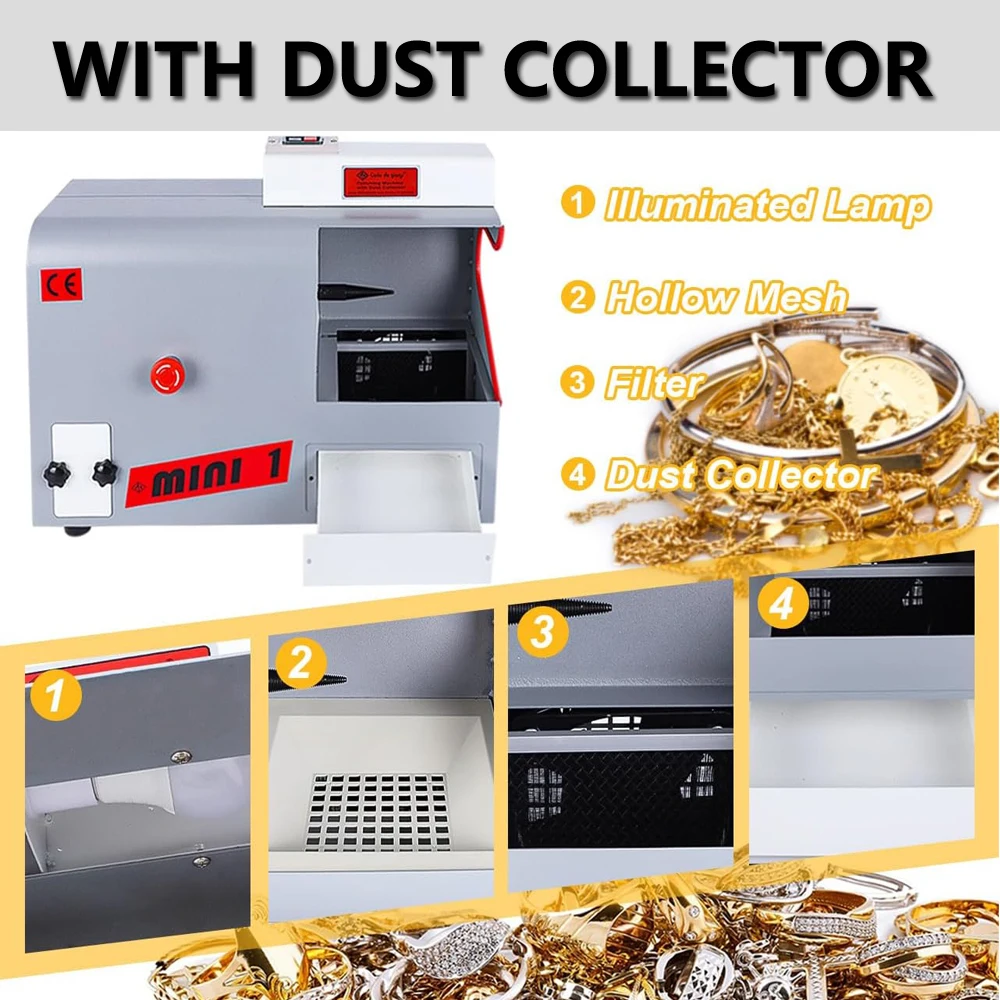 DM-2 Benchtop Dust Collecting Jewelry Polishing Machine, enhances jewelry polishing efficiency maintains clean workspace