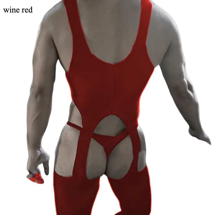 Güçlü erkek Bodystockings Erotik Erkek Bodysuits Crotchless Seksi Gecelik Adam Tulumlar Beyefendi Pijama Dropshipping