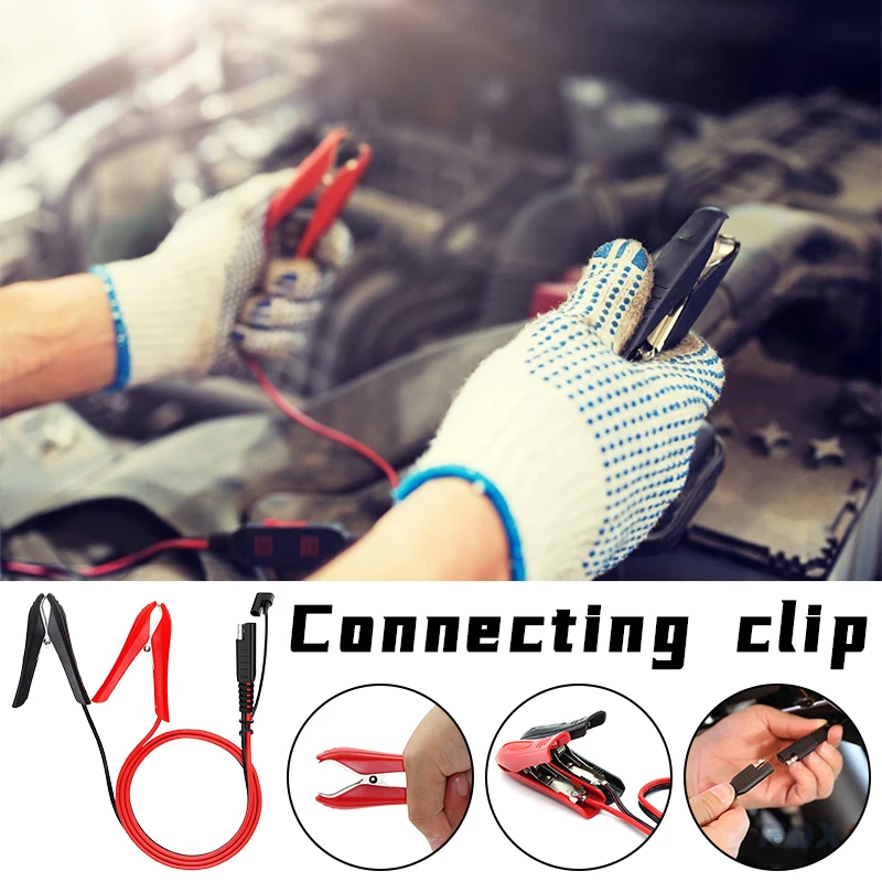 60CM 16AWG Alligator Crocodile Clip to SAE Connector Quick Release Quick Disconnect Car Solar Power Charging Extension Cable