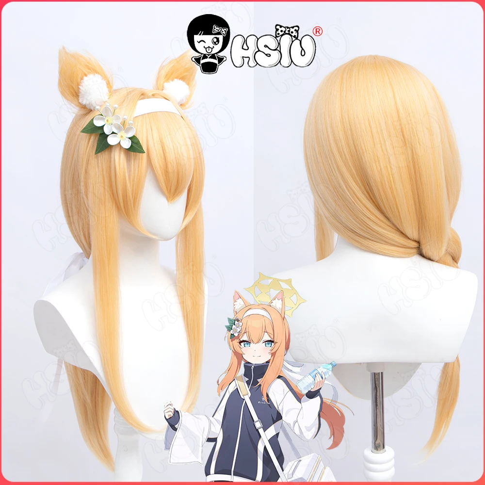 Blue Archive cosplay Wig Iochi Mari Cosplay Wig HSIU 70CM Light yellow long hair Synthetic Wig+Wig Cap Iochi Mari Wig