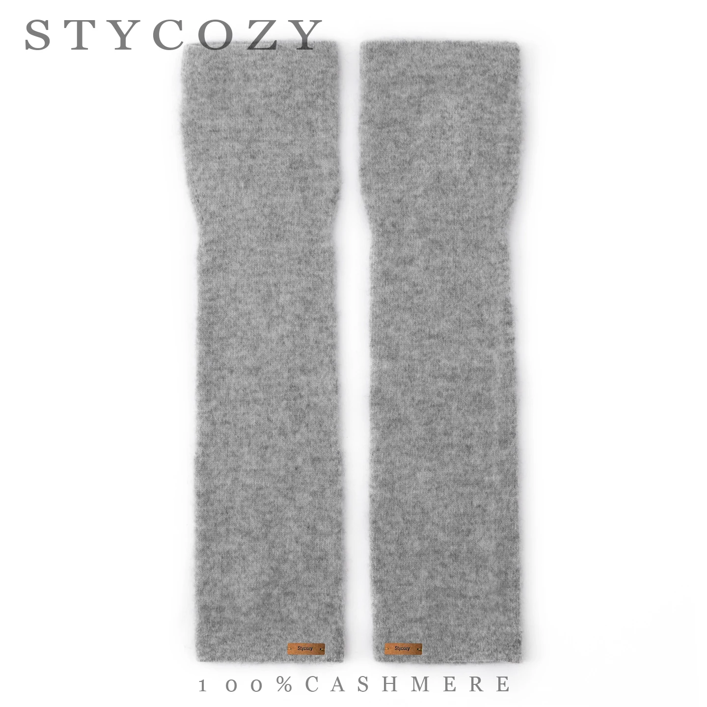 Women Solid 100%Cashmere Long Fingerless Arm Warmers Soft Knit Winter Thermal Wrist Sleeve Cuffs Layering Accessories For Ladies