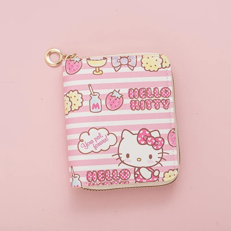 Sanrio Hello Kitty Coin Purse Cute Cartoon Short Wallet Cartoon Student Mini Zipper Ladies Practical Fashion Kawaii Coin Purse image 3