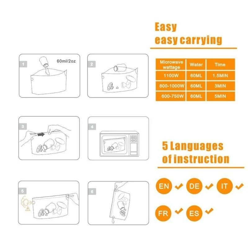 16/42 Count Cleaning Bag Reusable Microwave Steam Sterilizer Bags for Breastpump Part/Baby Bottle 20 Times/Sheet 24BE