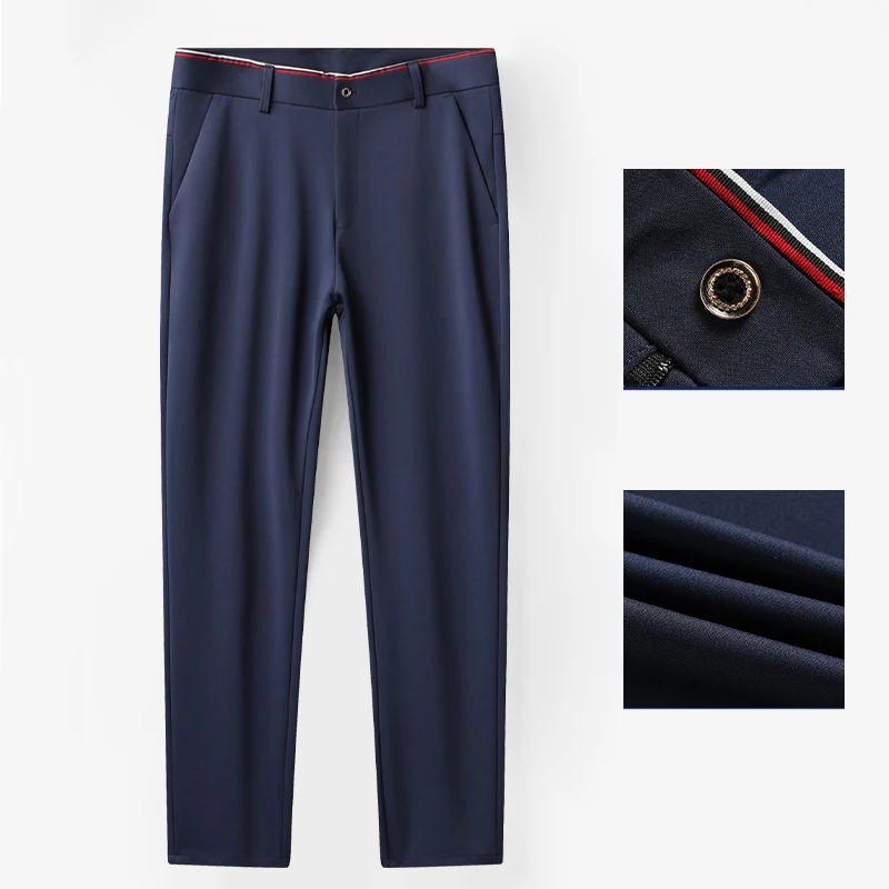 Summer Spring Casual Golf Pants Men Flat Front Stretch Pants Party Work Dress Pants Thin Cool Breathable