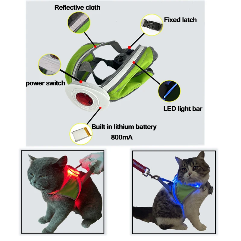 Luminous Dog Harness USB Rechargeable Chest Harness LED Pet Dog Glow Flashing Night Safety Leash Harness for Pets Dogs Accessory