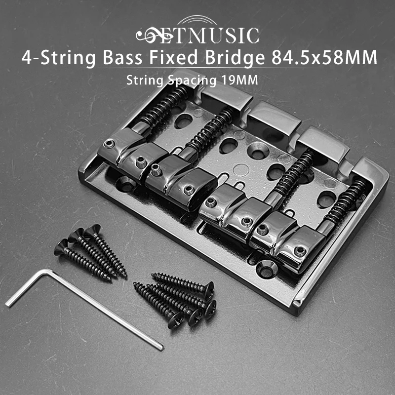 

4-String Bass Bridge 84.5x58MM String Body/Bottom Through String Spacing 19MM Bass Fixed Bridge Black/Gold/Chrome