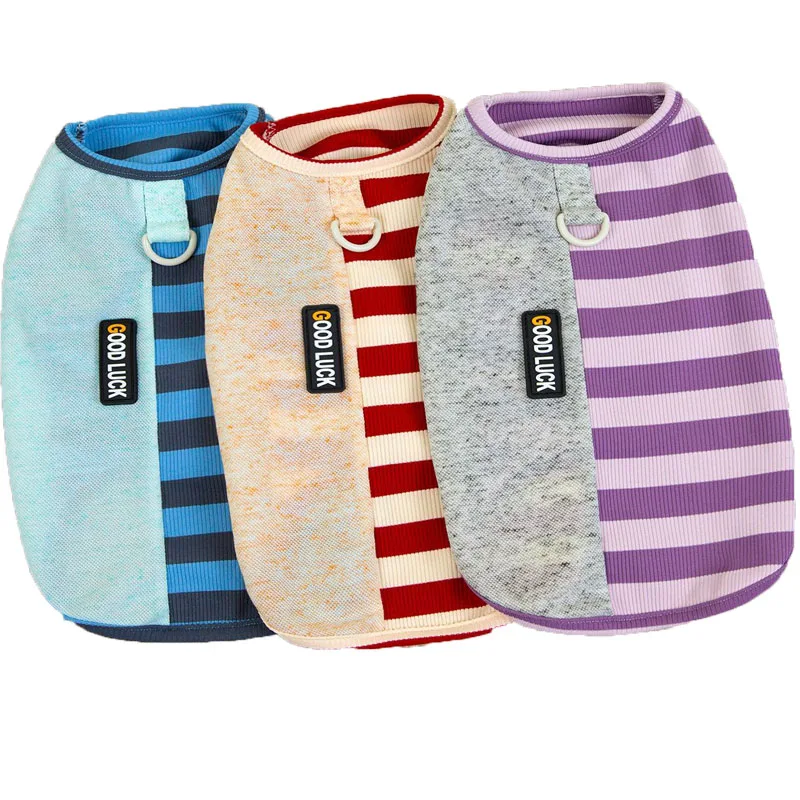 

Striped Dog Clothes Summer Sleeveless Costumes Hoodies T-Shirt For Small Medium Dogs Chihuahua Yorkie Puppy Shirt Sweatshirt XXL