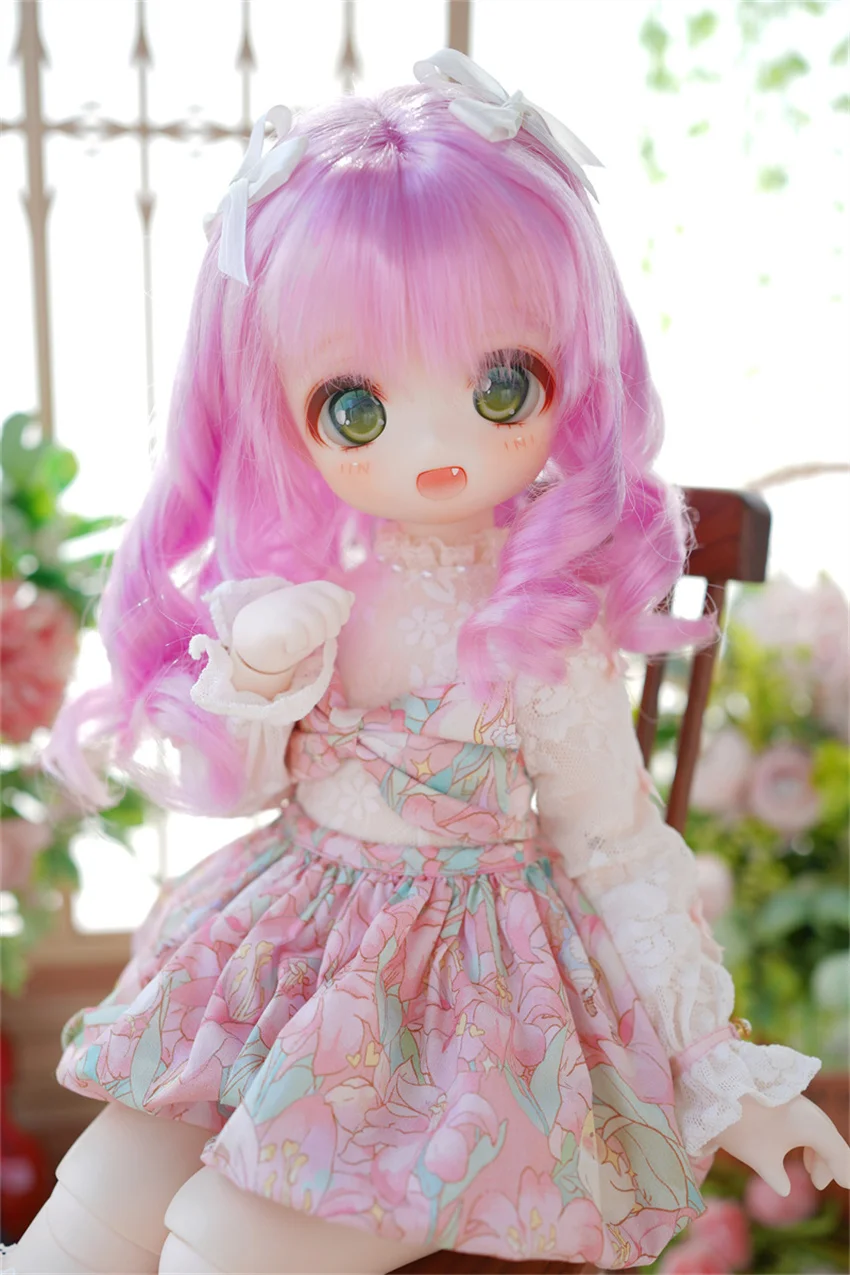 BJD/SD/DD wig 1/3,1/4Doll wig Milk silk bow Curls hair (no dolls)