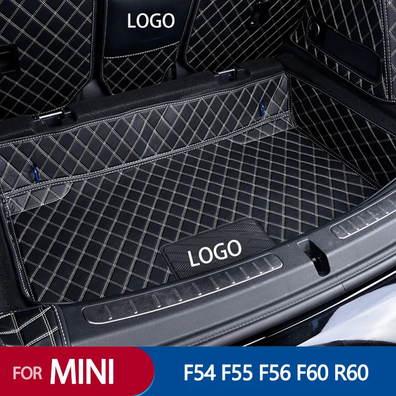 Alfombrilla para maletero de coche, impermeable, de cuero negro, línea Beige, almohadilla de protección inferior para MINI COOPER F54 F55 F56 F60 R60 Clubman Countryman