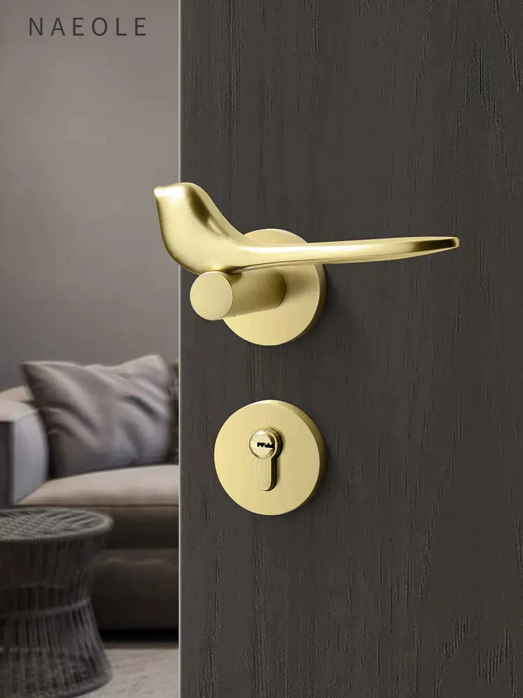 

Household Door Lock Hardware Minimalist Cream Style Indoor Bedroom Mute Household Light Luxury Room Wooden Door Lock Universal