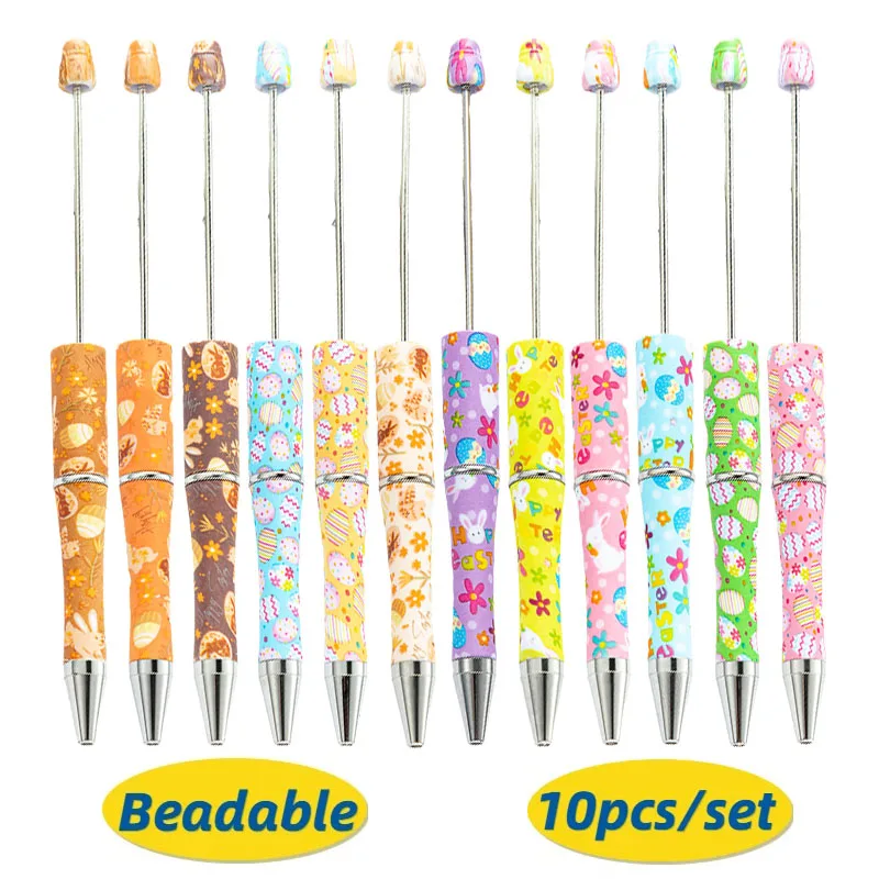 

10 шт., пластиковая ручка из бисера «сделай сам», студенческая письменная офисная шариковая ручка, можно вручную, подарок из бисера, рекламная печать, шариковые ручки.