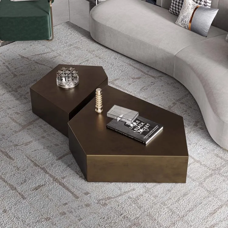 

Italian minimalist light luxury modern minimalist stainless steel special-shaped coffee table small apartment living room