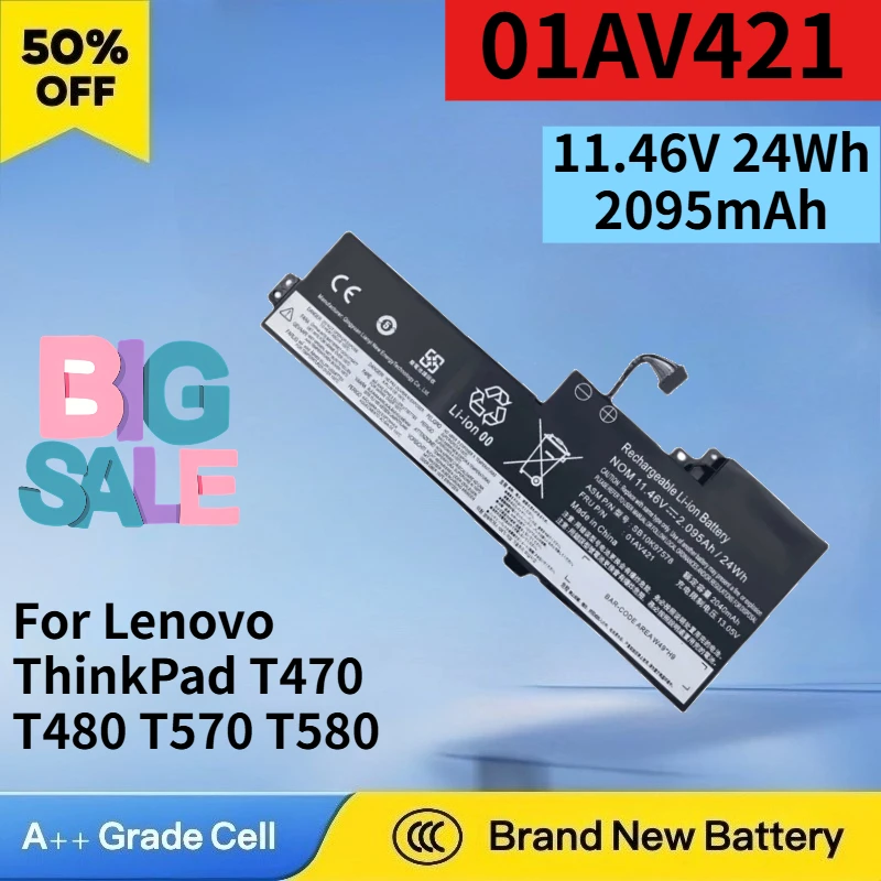 01AV421 11.46V 24Wh 2095mAh Battery for Lenovo ThinkPad T470 T480 T570 T580 TP25 01AV489 High Quality Internal Laptop Battery