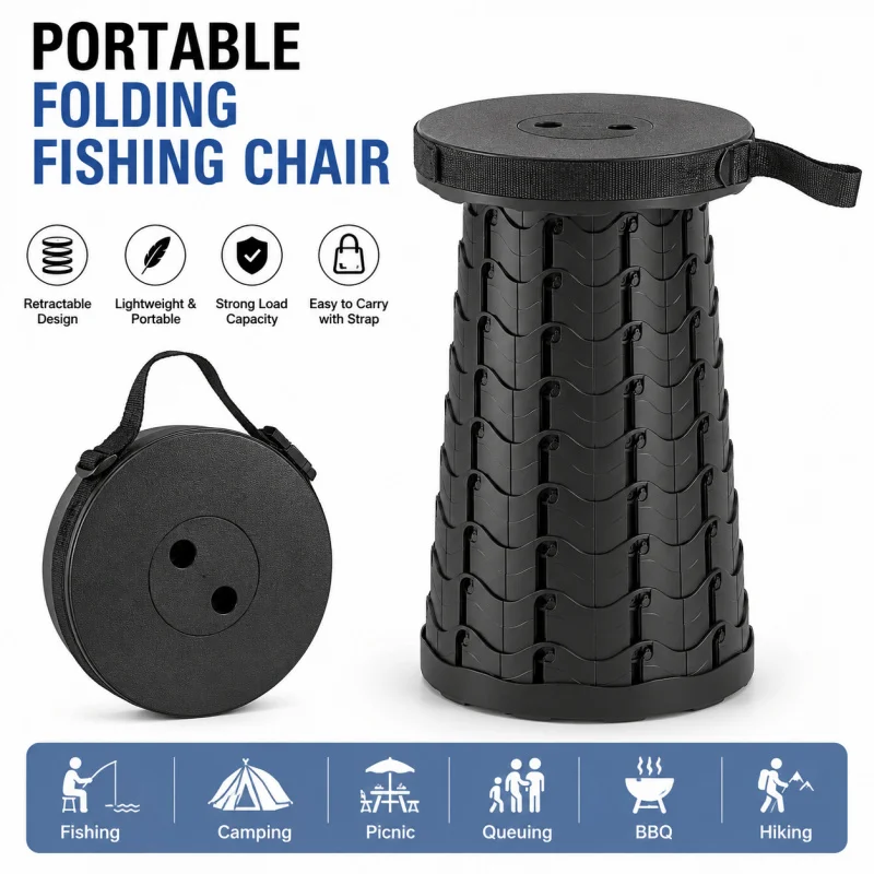 Foldable FishingChair PortableLightweight with Carry Bag for Camping OutdoorComfort Durable Support Camping Chairs Folding Chair