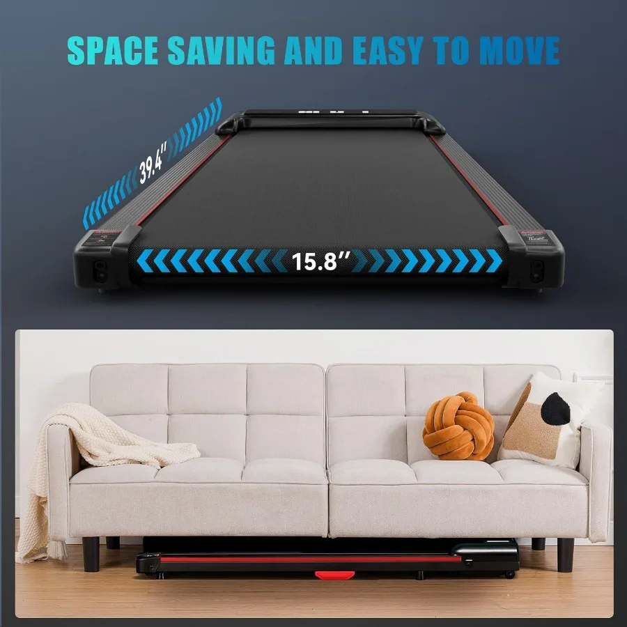 Portable Under Desk Treadmill with Incline for Home Office Use 2.5HP Motor APP Remote Control LCD Display Supports Up to 300 Lb