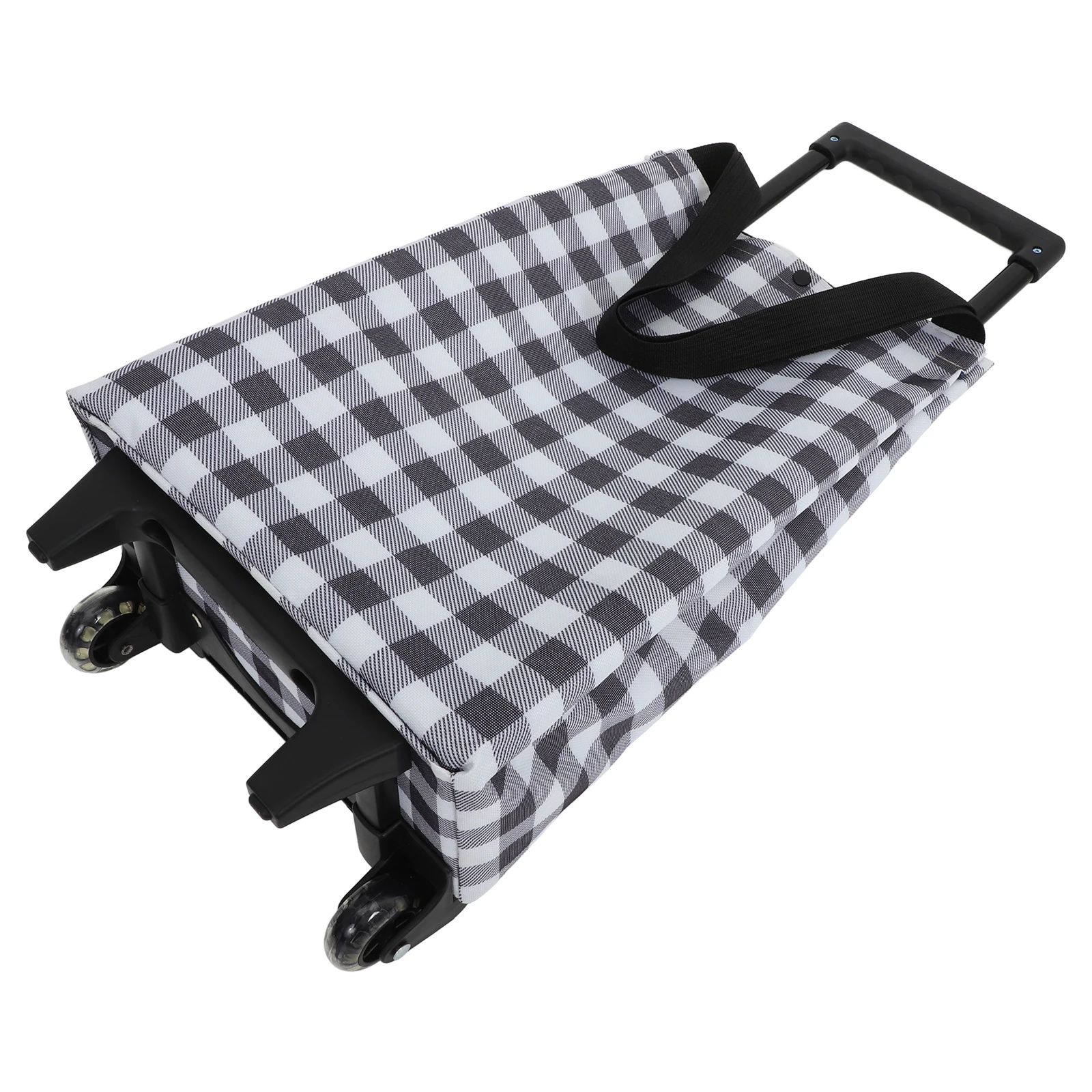 

Folding Shopping Cart with Wheels Collapsible Plastic Grocery Carts Telescopic Handle Lightweight Portable for Supermarket