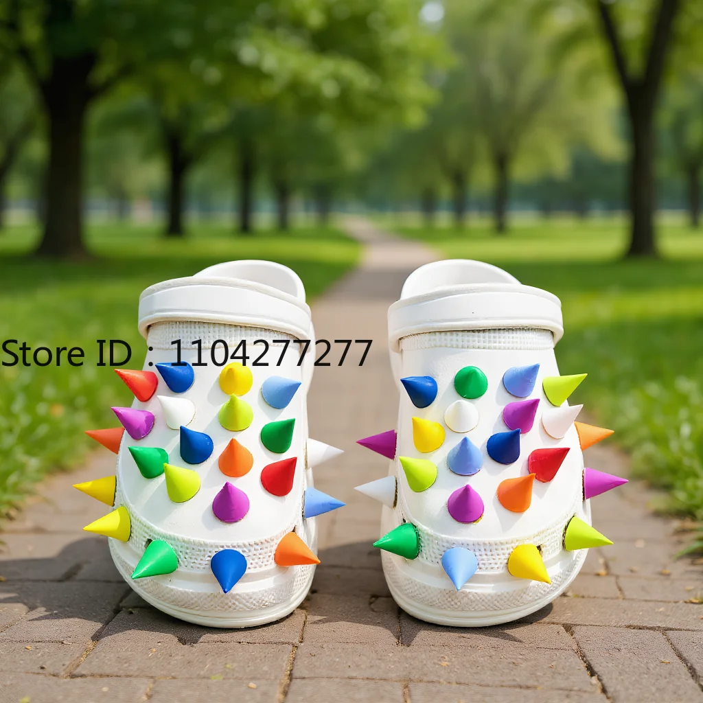 Multi-color Rivets Small Cone Series PVC Shoe Charms Accessories DIY Sandals Buckle Decorations for Kids Party X-mas Gifts