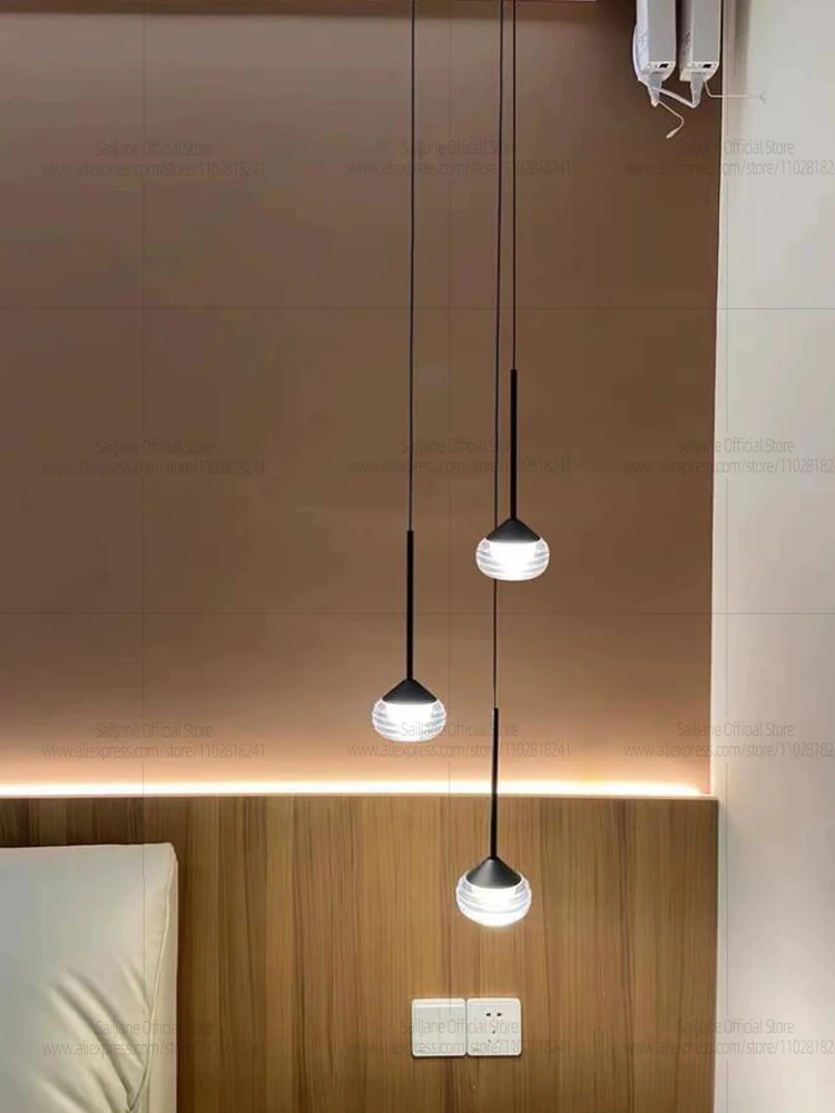 LED Droplet Shaped Pendent Lamp Bedside Lamp Villa Pendant Modern Staircase Lighting Fixture Bedroom Isolated Ceiling Chandelier