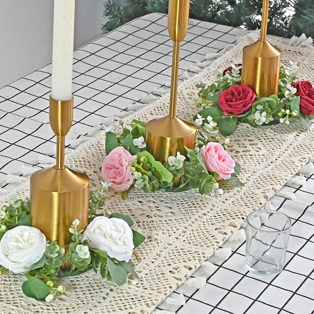 

3pcs Wreaths for Pillar C Artificial Home Decor Wedding Party Tabletop Layout Props