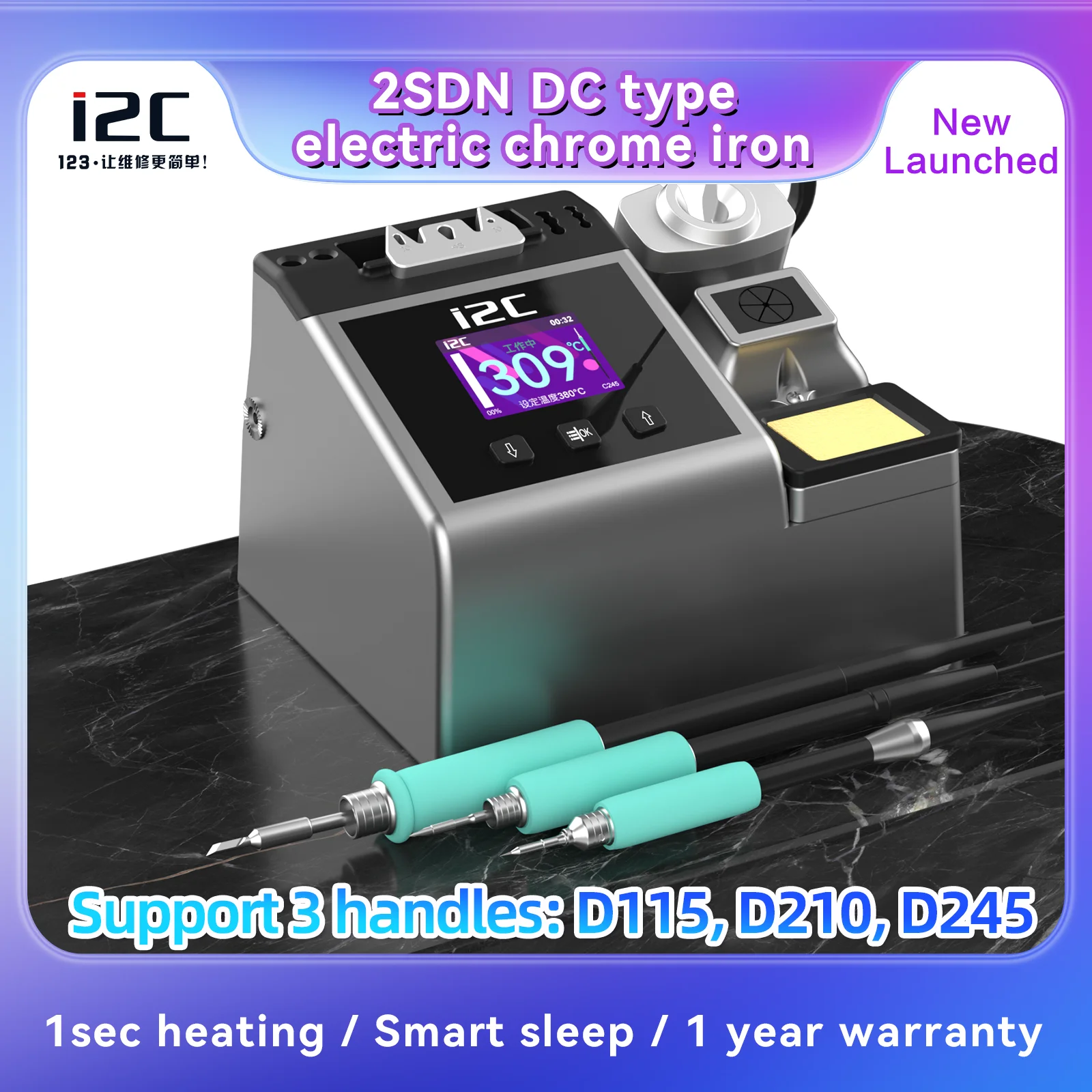 I2C 2SDN NANO Soldeerstation Met D115/D210/D245 Soldeerbout Tip voor Mobiele Telefoon PCB Elektronische Lassen rework Station