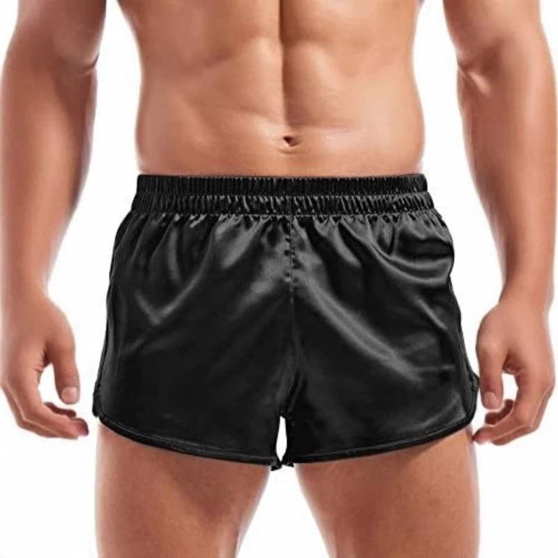 

Men Satin-like Smooth Loose Trunks Boxers Outdoor Sports Side Fork Home Shorts Sleep Bottoms Men's Intimate Underwear Underpants